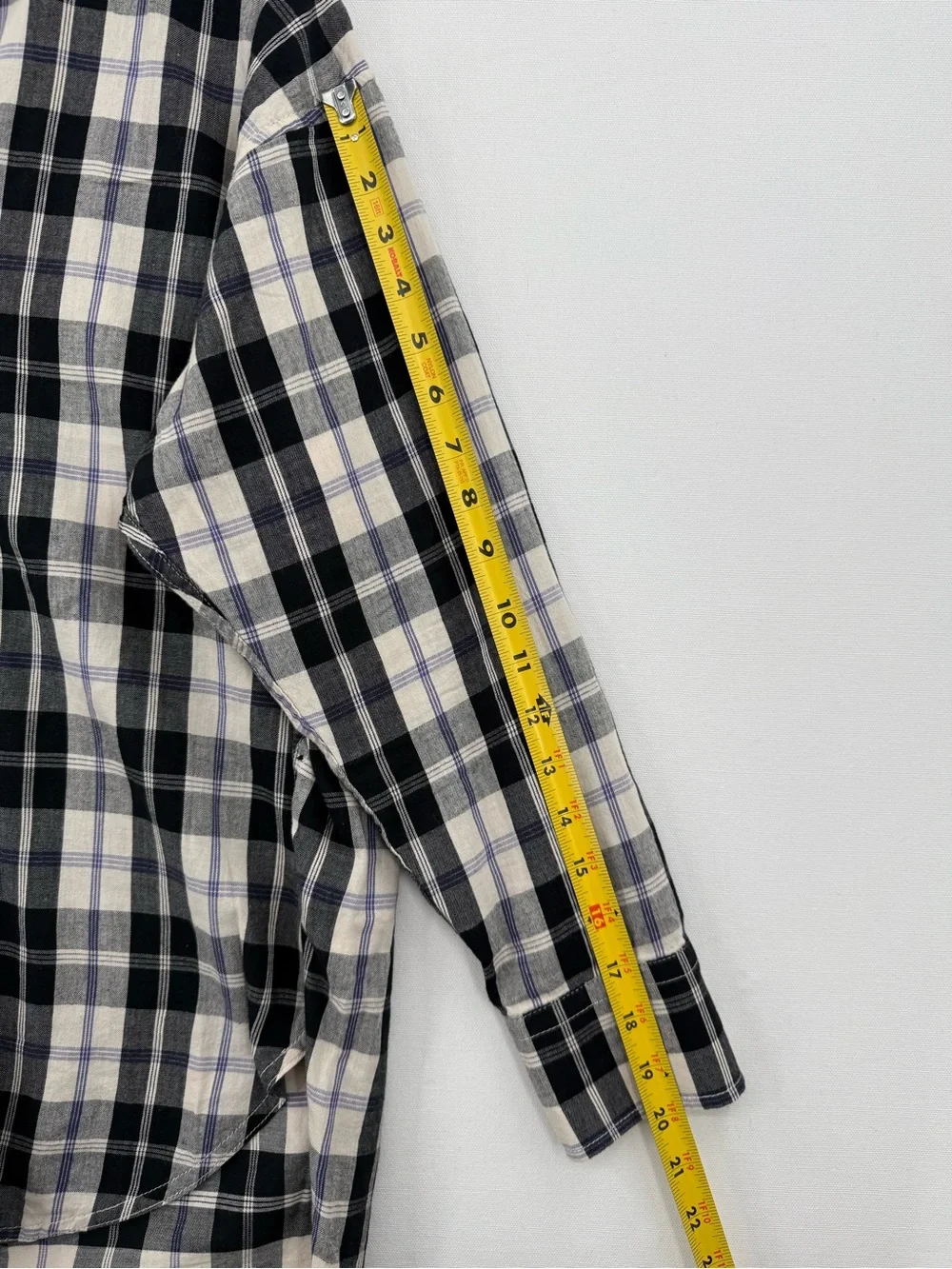 J. Crew Plaid Button Down Shirt Women’s Size 4 Black Blue Cream Cotton